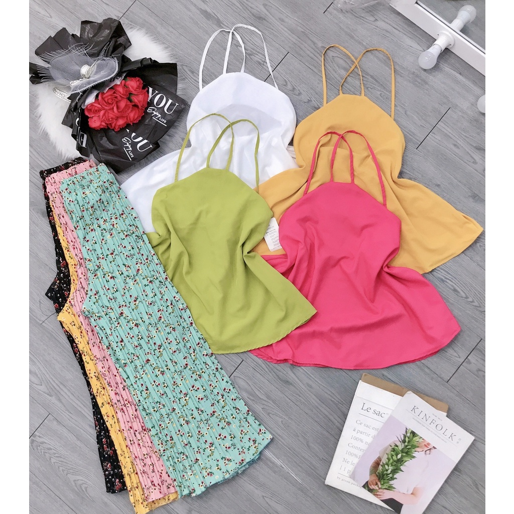 Set đồ bộ nữ mùa hè áo yếm quần ống suông rộng