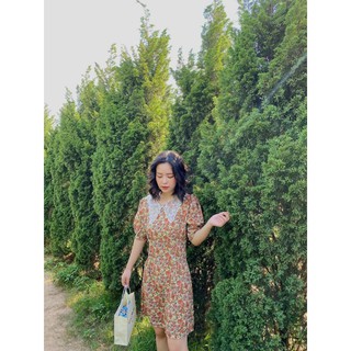 VÁY HOA NHÍ LỤA HÀN VINTAGE HÀN QUỐC