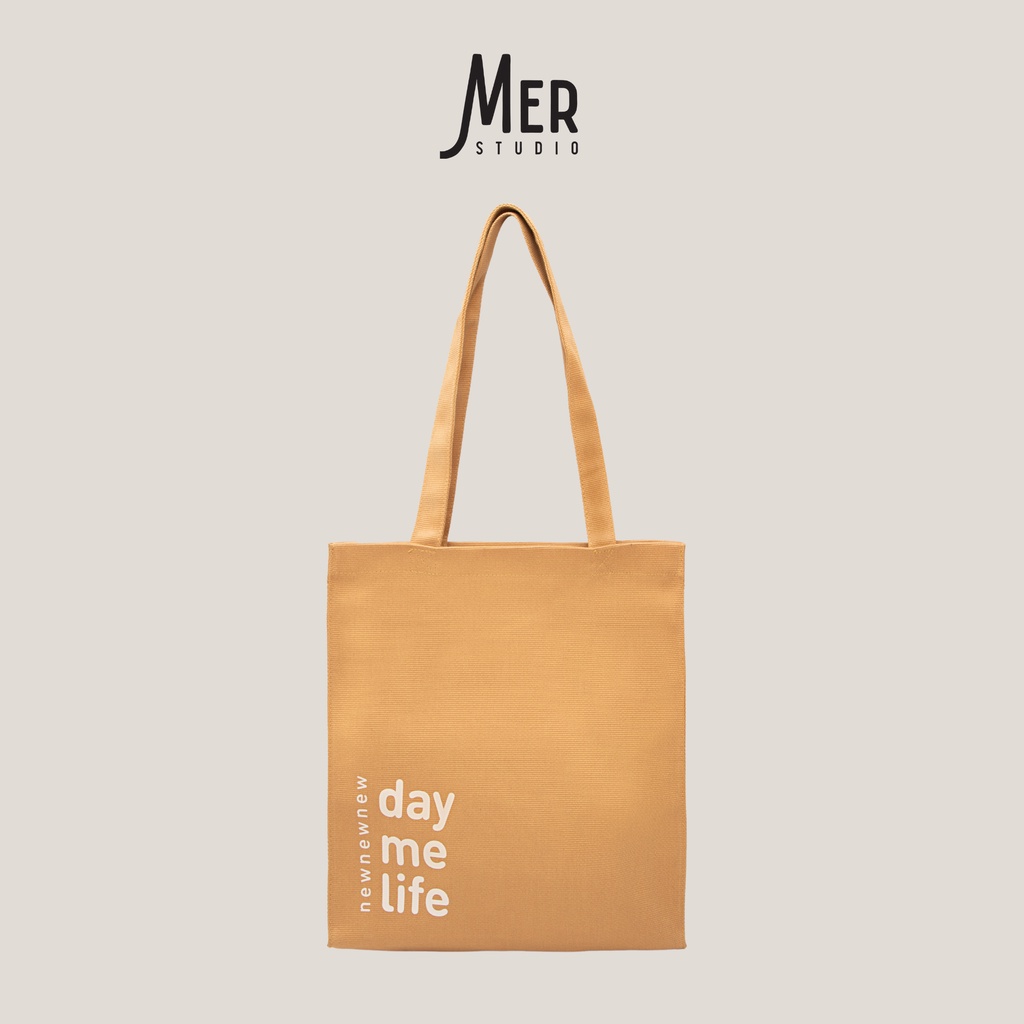 Túi Thêu In Tên Signature Tote Bag vải canvas đi học thêm, đi làm đựng vừa A4 và laptop 14 inch MER STUDIO