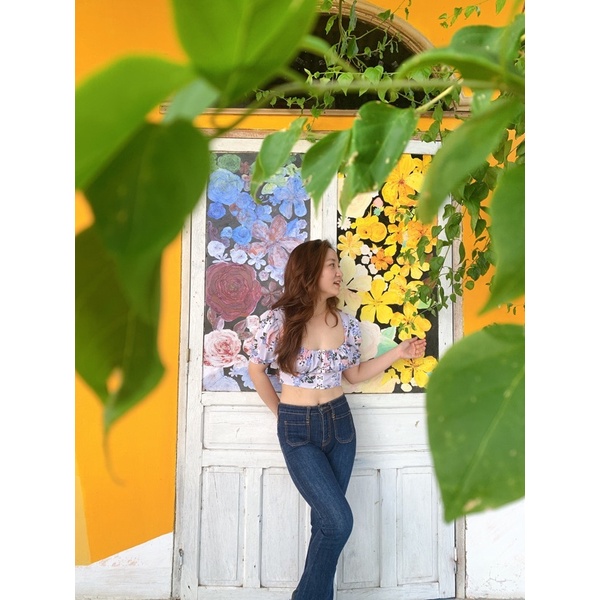 Thanh lý / Pass set crop hoa Fashion và jean loe Len clothing