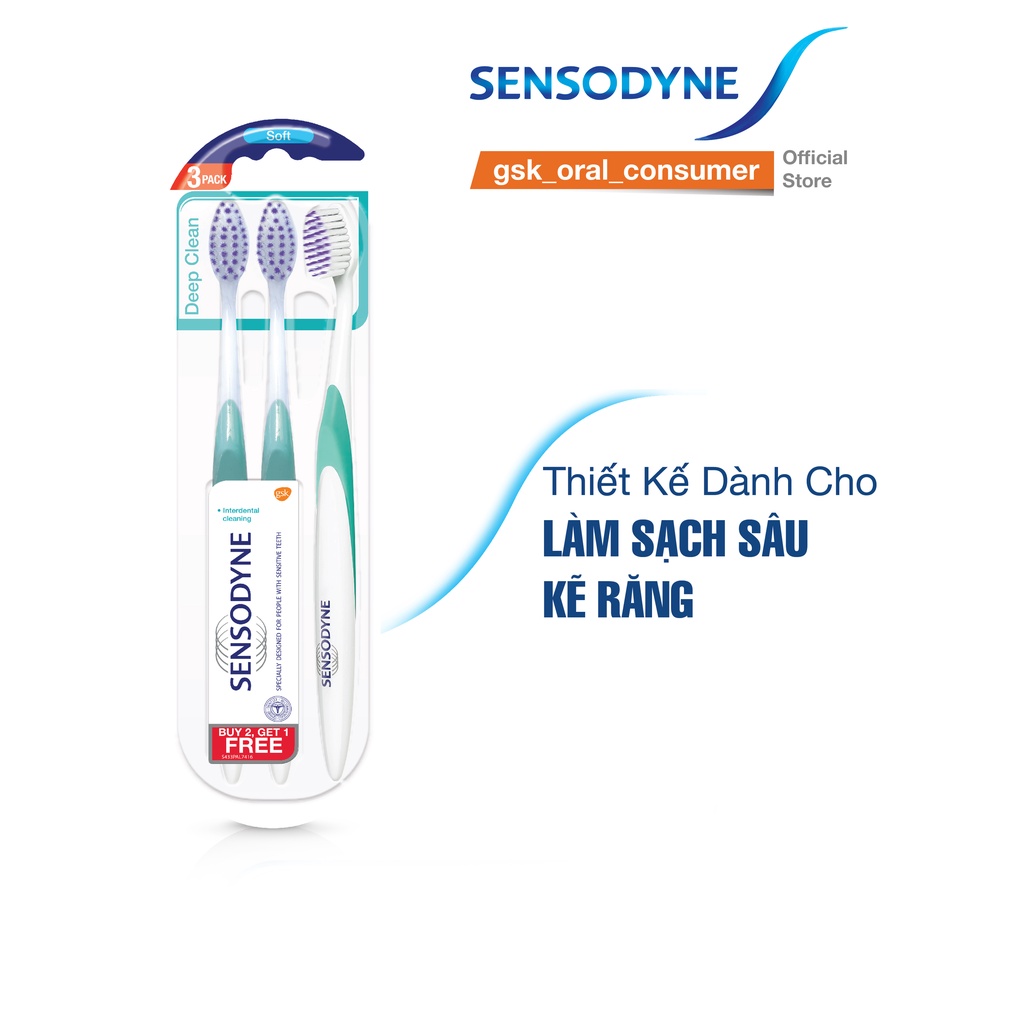 Mua 2 tặng 1 bàn chải cho răng ê buốt SENSODYNE DEEP CLEAN SOFT làm sạch sâu kẽ răng