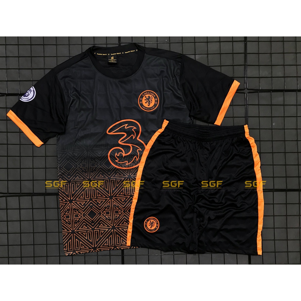 Đồ Bóng Đá CHELSEA đen cam mẫu Fan Editions