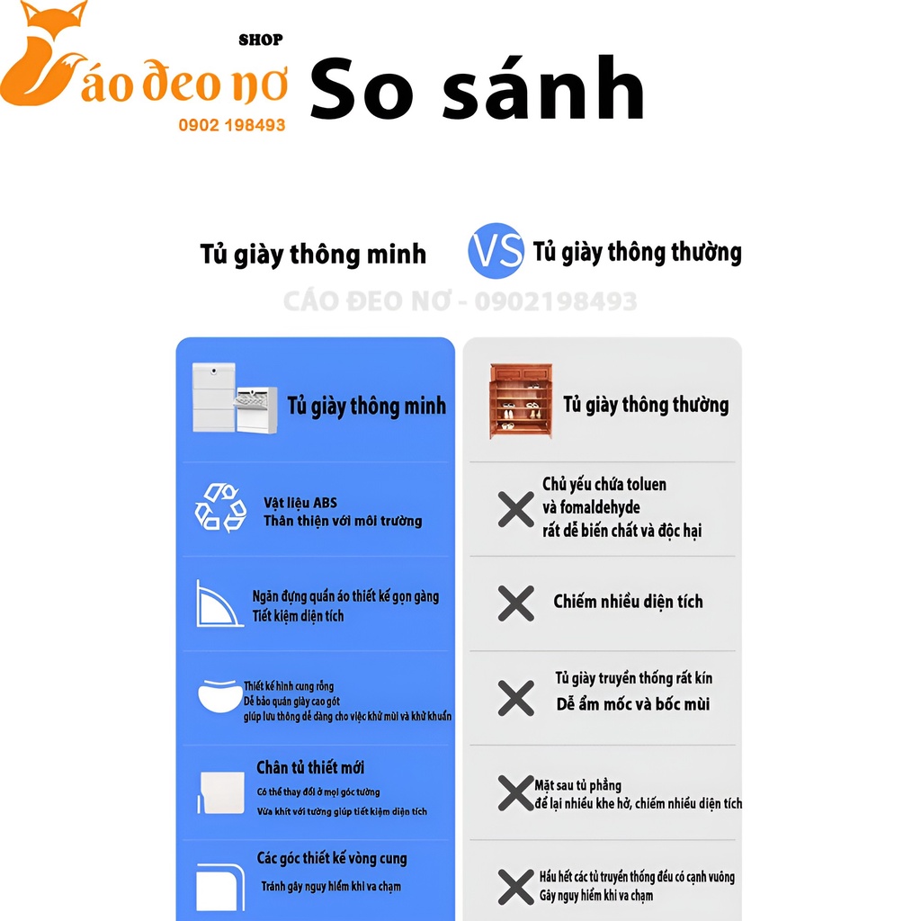 Tủ giày khử mùi, sấy khô, diệt khuẩn thông minh Roof sence - HUAHWEI Cáo đeo nơ