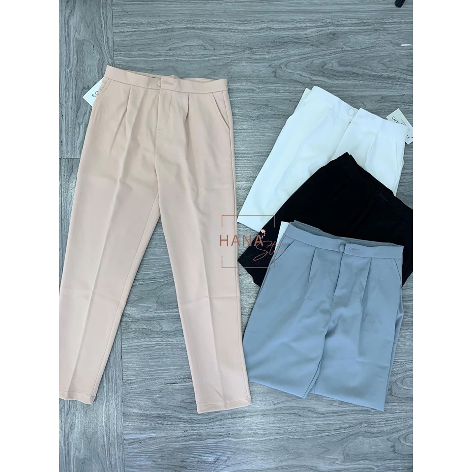 Quần tây công sở nữ cạp cao cúc bọc khuy vải 1 ly nhiều màu chất vải tuyết mưa dáng dài ống đứng mặc đi học làm công sở | BigBuy360 - bigbuy360.vn