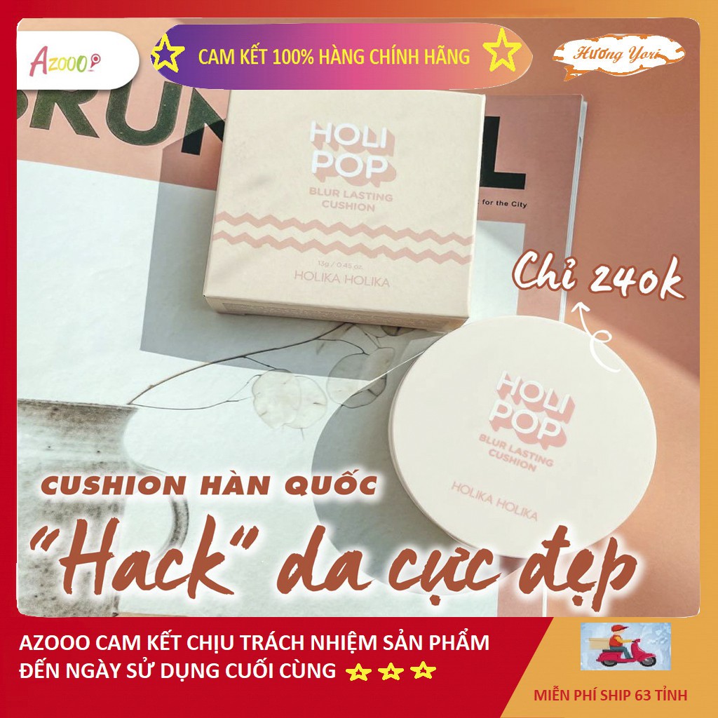⭐️BH chính hãng trọn đời⭐️Phấn nước Holika Holika Holi Pop Blur Lasting Cushion SPF50+ PA+++ ⭐️Hàn Quốc⭐️