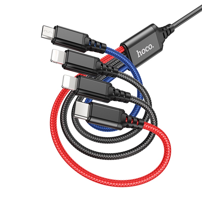 Dây Cáp Sạc Nhanh HOCO X76 4 Trong 1 Cho iP 13 12 11 Android Micro USB Type C Xiaomi Samsung S22 S20 Huawei