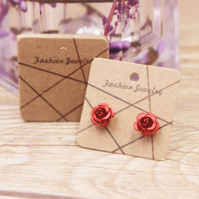 Set 100 Thẻ Giấy Hình Vuông 3 * 3 Cm Đựng Trang Sức Bông Tai