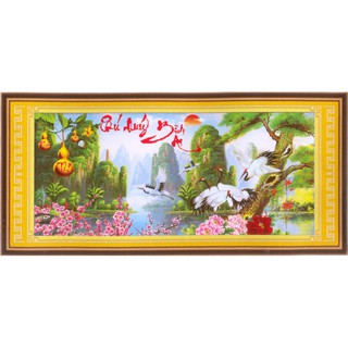 Tranh Thêu Chữ Thập 3D kết hạt cườm, hoa đá Phú Quý Bình An EVA8614 (Khách tự thêu) KT:105x51cm