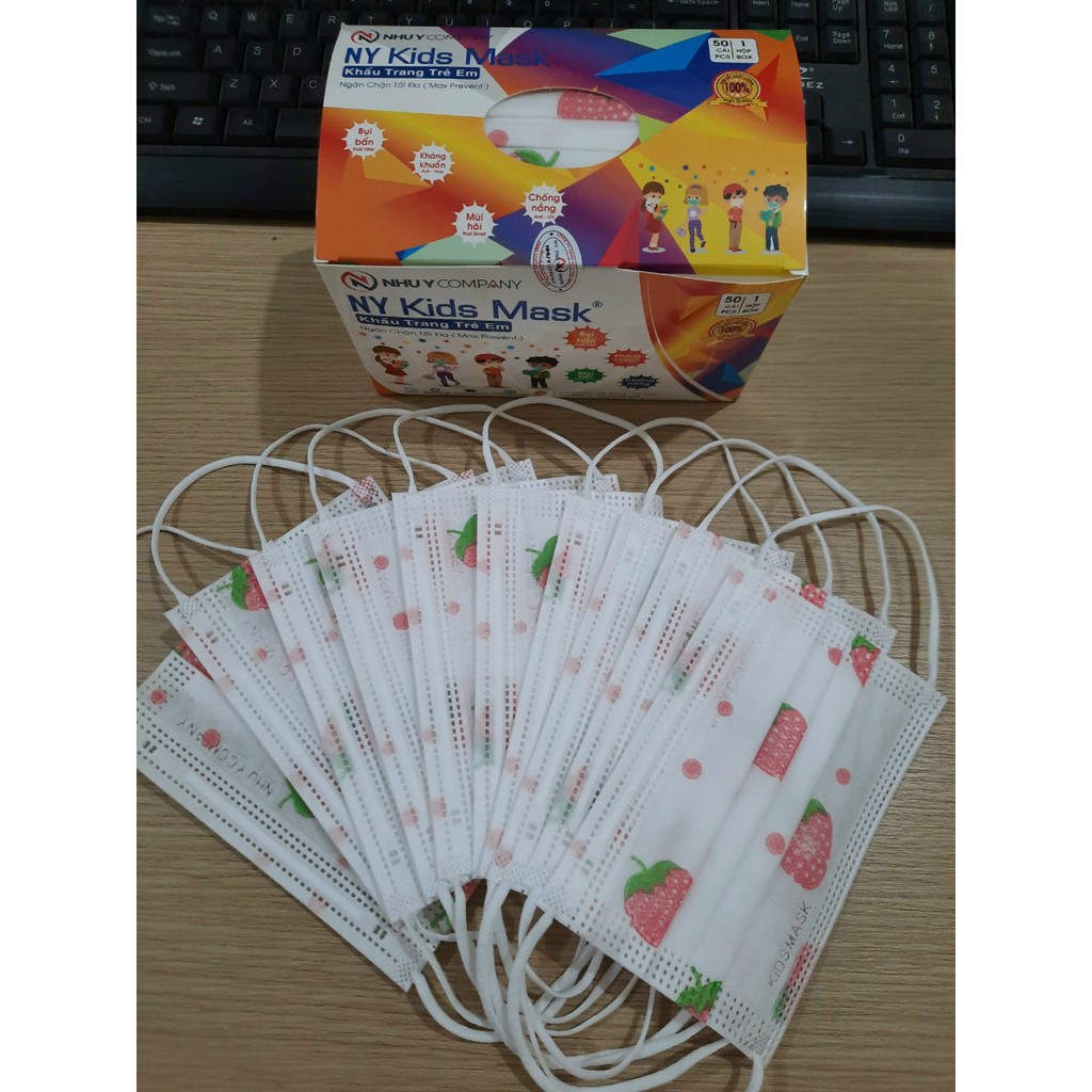 Khẩu trang trẻ em Như Ý 3 lớp có giấy lọc hộp 50 cái | BigBuy360 - bigbuy360.vn