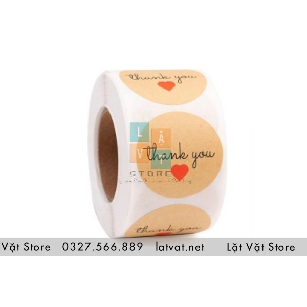 Tem tròn dán sản phẩm dòng chữ Thank You (mẫu 1) – 500 tem/cuộn