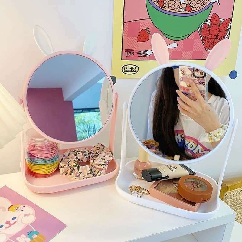 gương tay thỏ, tay mèo, tai chuột mini kệ vuông
