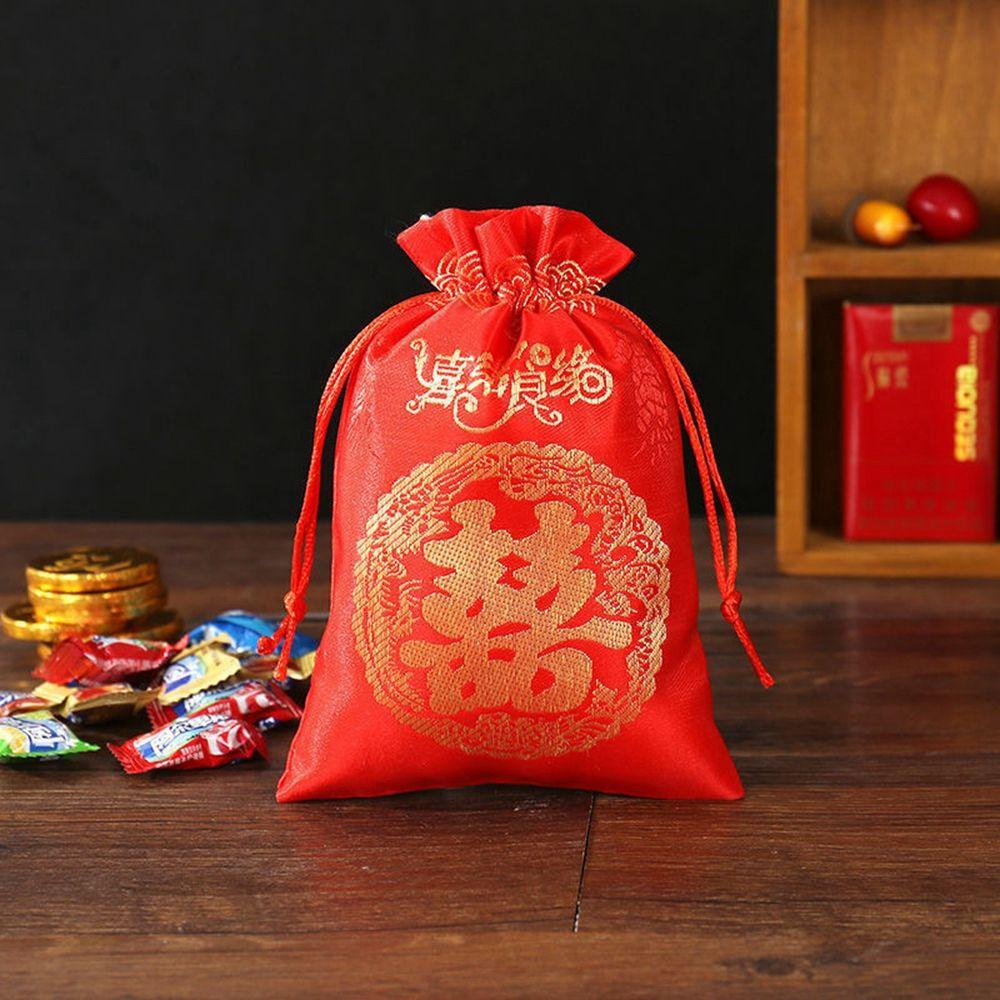 Túi Vải Dây Rút Thêu Họa Tiết Sáng Tạo Theo Phong Cách Năm Mới