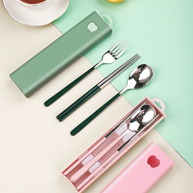 Bộ Muỗng Đũa Nĩa Inox 304 3 Trong 1 Tiện Lợi