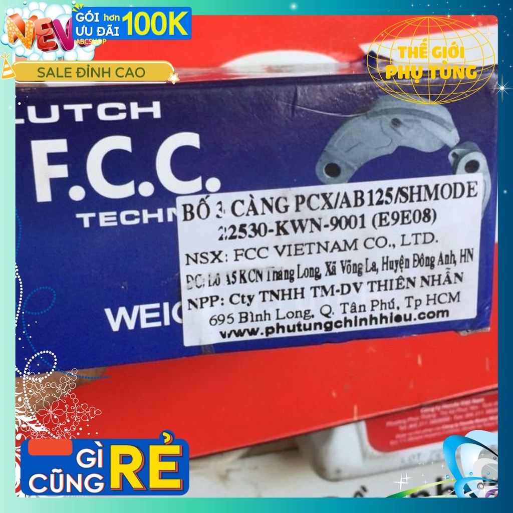 Bố 3 càng FCC NVX, PCX, AB125, SH Mode, Lead125, Vario, Click 125 honda (ba AirBlade, Air Blade búa guốc côn văng ly hợp