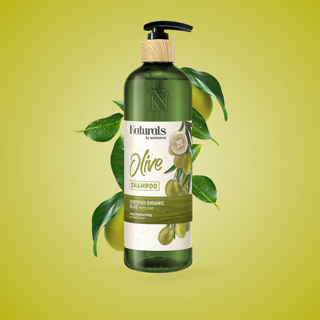 Dầu Gội Naturals By Watsons True Natural Chiết Xuất Olive 490ml