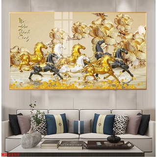 Tranh 8 con ngựa, phi nước đại về đích, tranh tráng gương 5D cao cấp, giá tận xưởng, tặng đinh móc treo tranh.