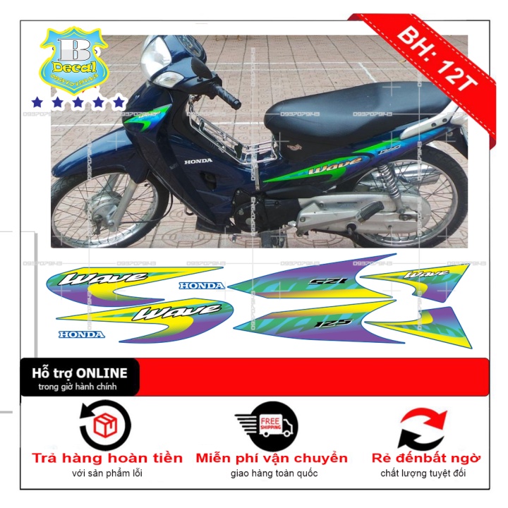 Tem wave 125 xanh vàng