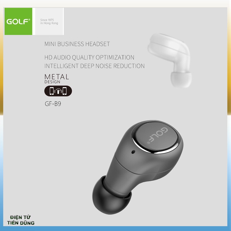 Tai nghe bluetooth không dây Golf GF B9 nhỏ và gọn với âm thanh to rõ hàng chính hãng