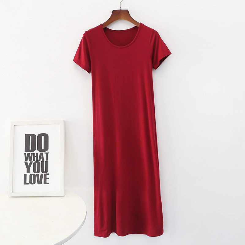 Váy dài qua gối chất cotton mềm mát thấm hút mồ hôi V11 - Đầm xuông dáng dài nhiều màu lên dáng cực xinh