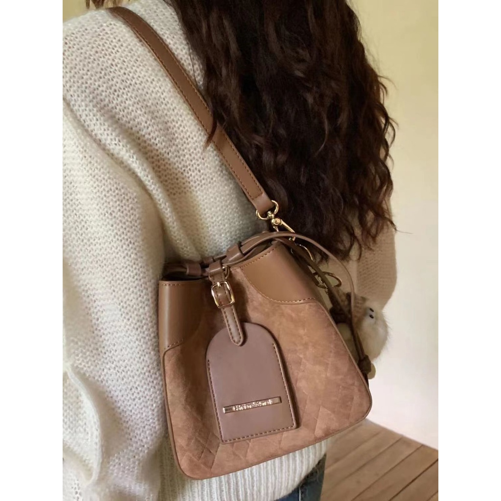 Túi Xách Bucket Một Bên Vai Thời Trang Thu Đông 2022 Phong Cách Retro Cho Nữ