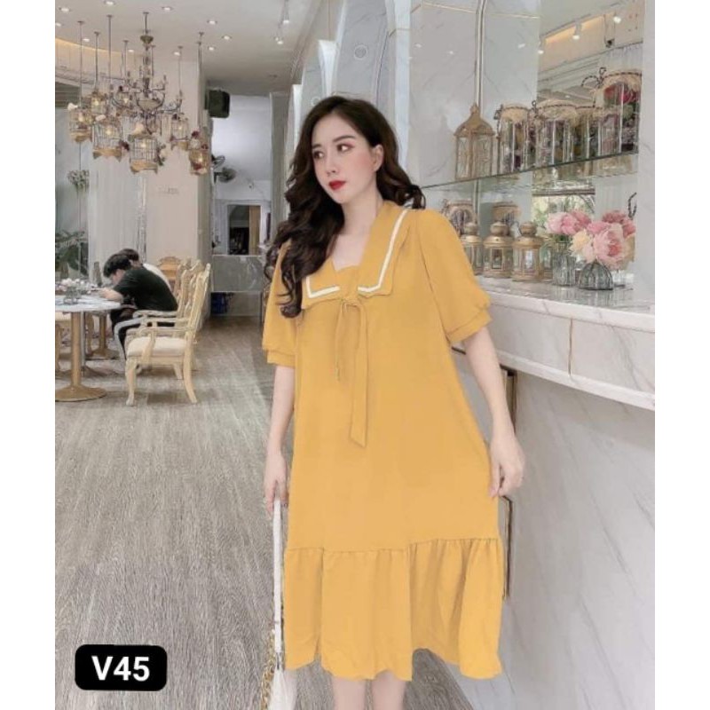 Hàng có sẵn - Đầm Bầu chữ A Màu Vàng - Big Size Sang Chảnh - Dành cho quý cô