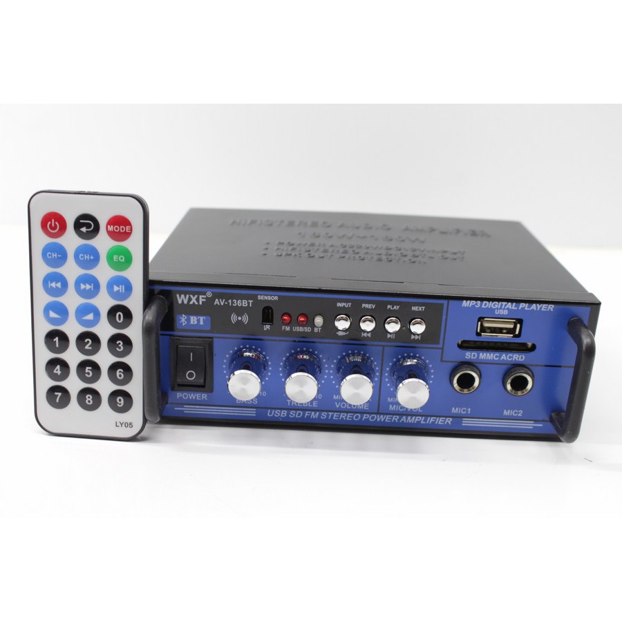 Amply mini âm ly ô tô WXF - AK-136 12V/220V BLUETOOTH karaoke