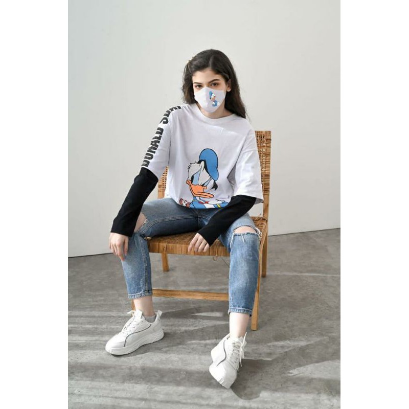 Donald Duck Áo Sweater In Hình Mặt Nạ Donald 2 Tông Độc Đáo Cá Tính