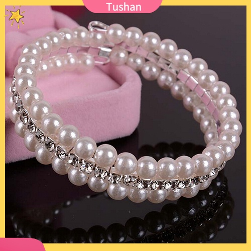 Vòng đeo tay co giãn đính ngọc trai giả phong cách thanh lịch
