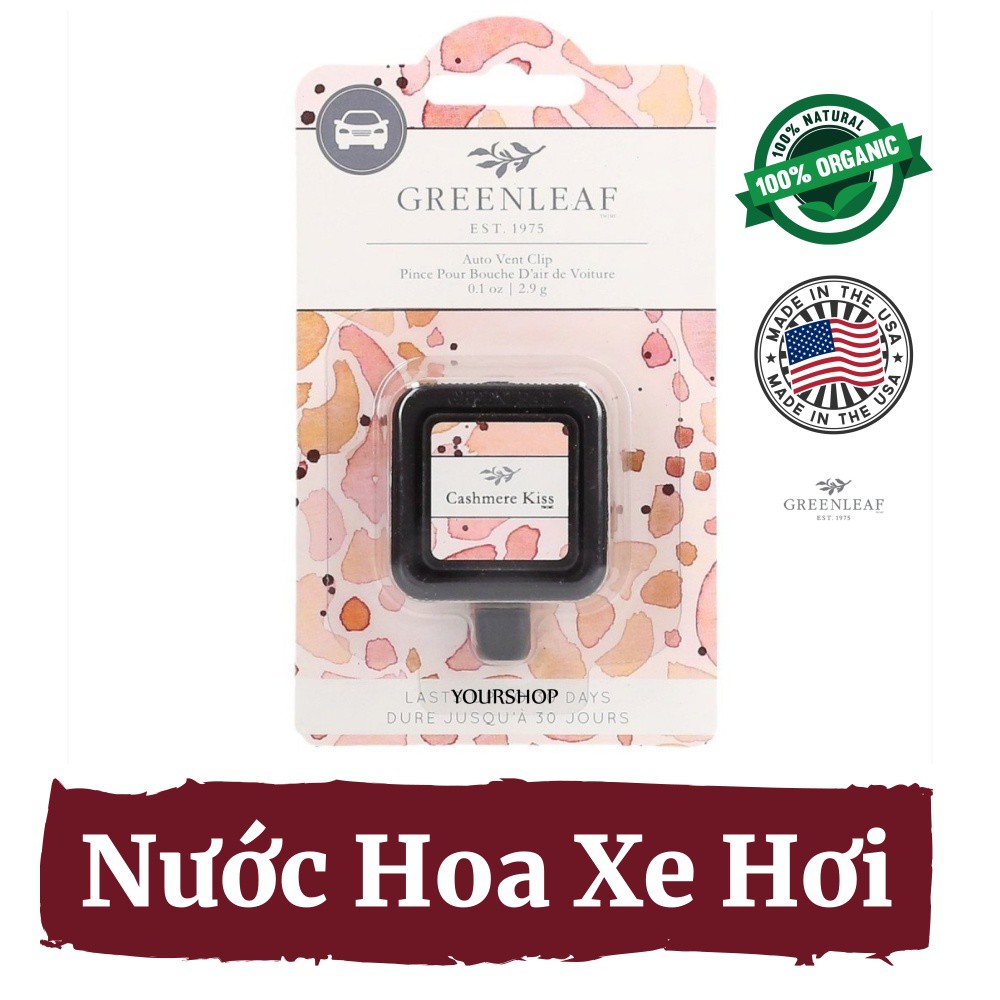 Nước Hoa Ô Tô Greenleaf Cao Cấp Kẹp Cửa Gió Điều Hòa Xe Hơi - Hoa Hồng & Vani