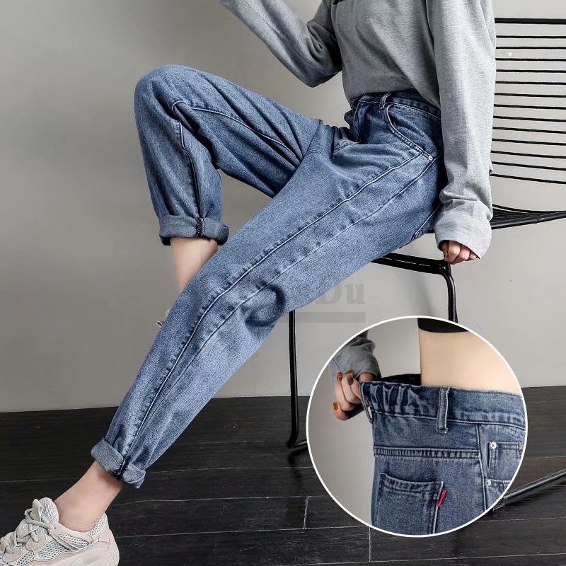 Daduhey Quần jeans nữ lưng cao phong cách Hàn Quốc cá tính sành điệu