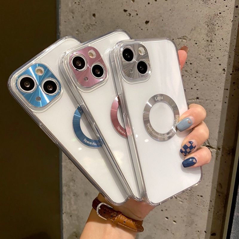 Ốp Điện Thoại Acrylic Trong Suốt Viền Kim Loại Sang Trọng Chống Rơi Cho IP 7 8 PLUS X XS MAX 11 12 13 PRO MAX