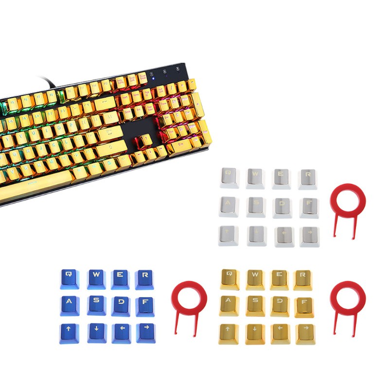 Bộ 12 Nút Bàn Phím Cơ Diy Nắp Kim Loại Pbt Kèm Dụng Cụ Tháo Gỡ