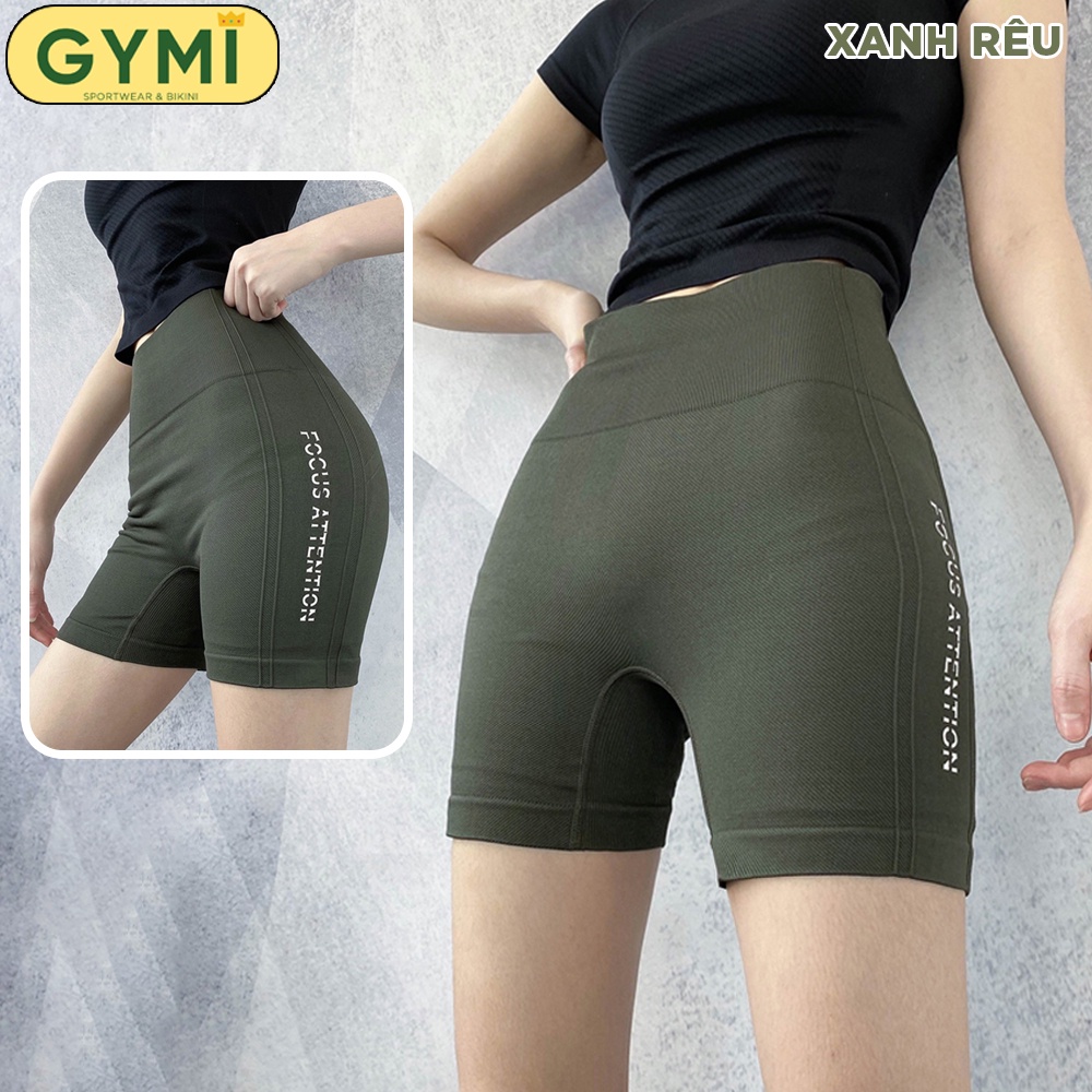 Quần tập gym yoga nữ GYMI QS04 dáng quần đùi short thể thao chất vải dệt cao cấp co giãn cạp cao nâng mông