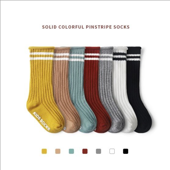 TẤT CỔ CAO LEN COTTON CHỐNG TRƯỢT SỌC CHO BÉ