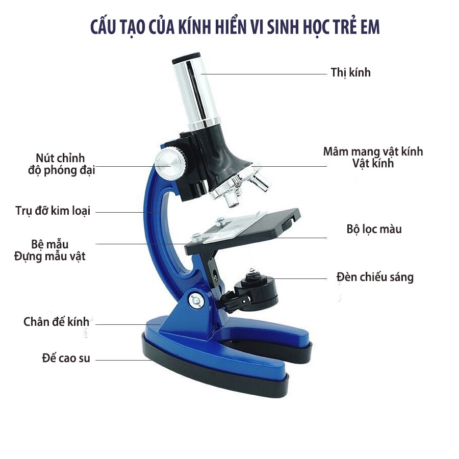 Bộ kính hiển vi sinh học 100x -1200x phóng đại cao dành cho học sinh - kính hiển vi quang học cho trẻ em