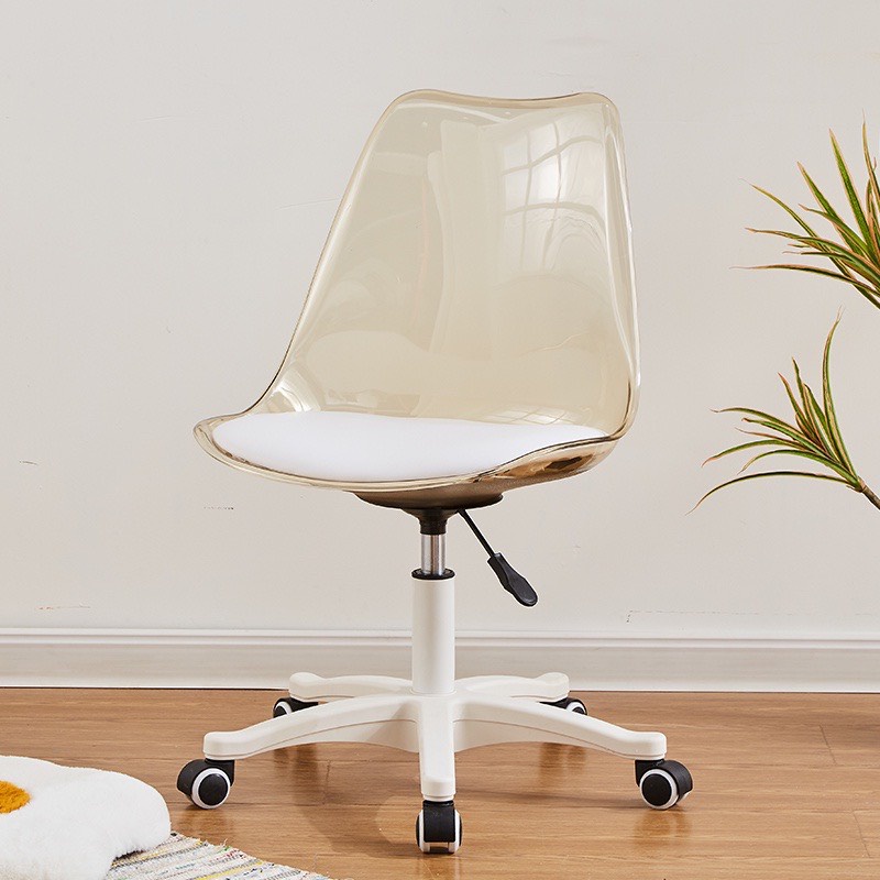 Ghế Xoay Nhựa Trong Suốt Có Đệm, Ghế Trong Suốt Đệm Bọc Simili Cao Cấp Chân Xoay Làm Việc, Decor Phòng