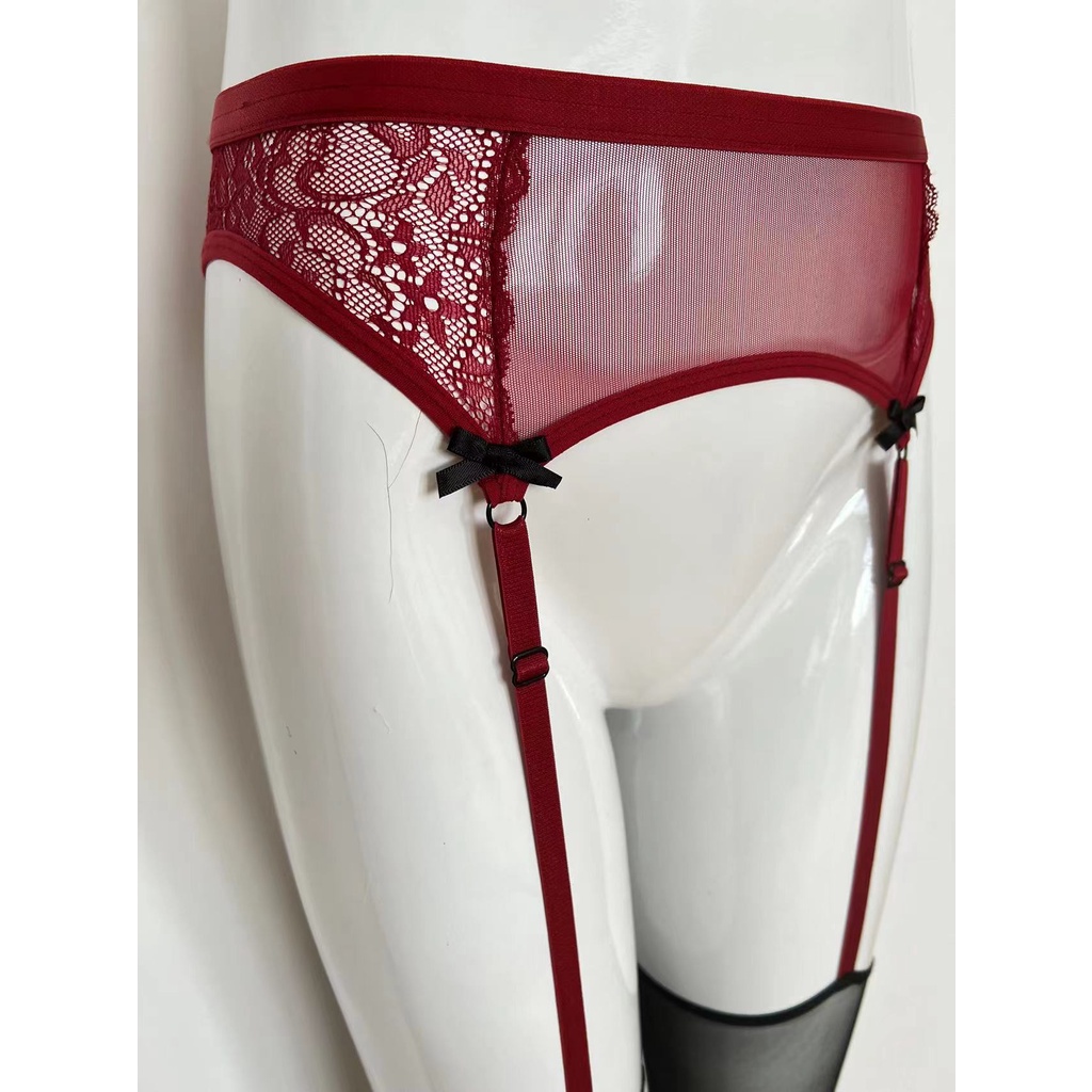 DUNEA Vớ Lụa Mỏng Tích Hợp Hai Dây Màu Đen Và Đỏ Ánh Ngọc Trai Dành Cho Bạn Nữ