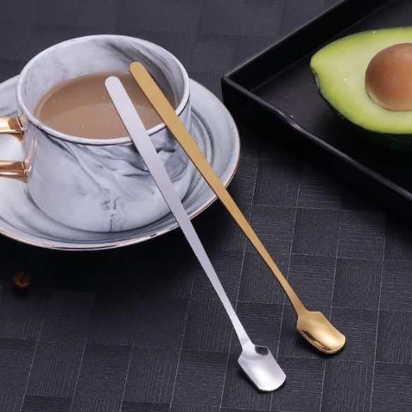 Thìa cafe muỗng cafe thìa dài uống trà inox cán dài cao cấp hai màu vàng bạc sang trọng tinh tế F01