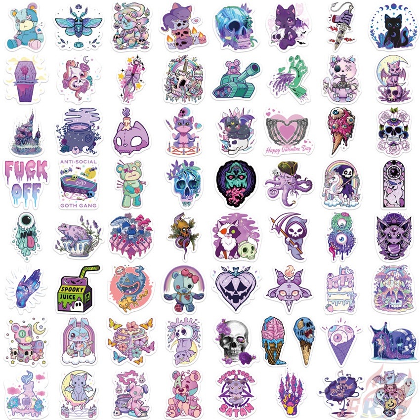 ❉ Set 03 Sticker Dán Trang Trí Nghệ Thuật Phong Cách Gothic Độc Đáo ❉ Bộ 64 Miếng Dán Chống Thấm Nước Họa Tiết Doodle Thời Trang