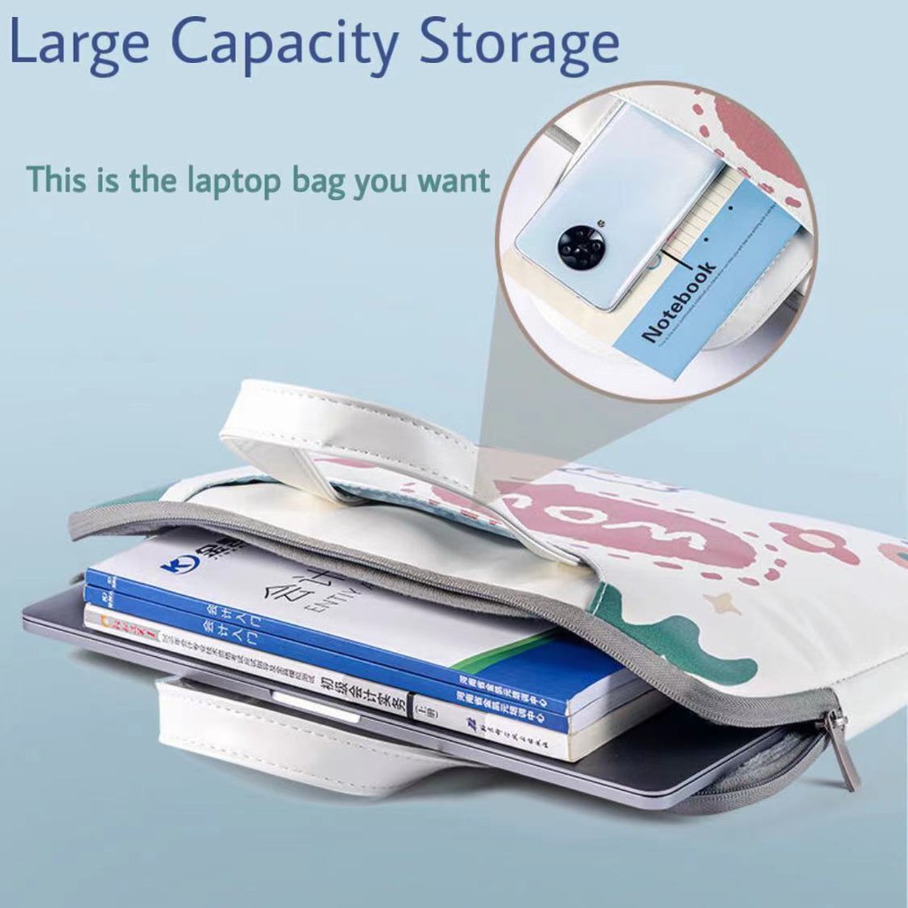 Túi Da PU Đựng Laptop 13.3 / 14.1 / 15.6 / 17.3&quot; Chống Sốc Chống Thấm Nước Họa Tiết Hoạt Hình Đáng Yêu