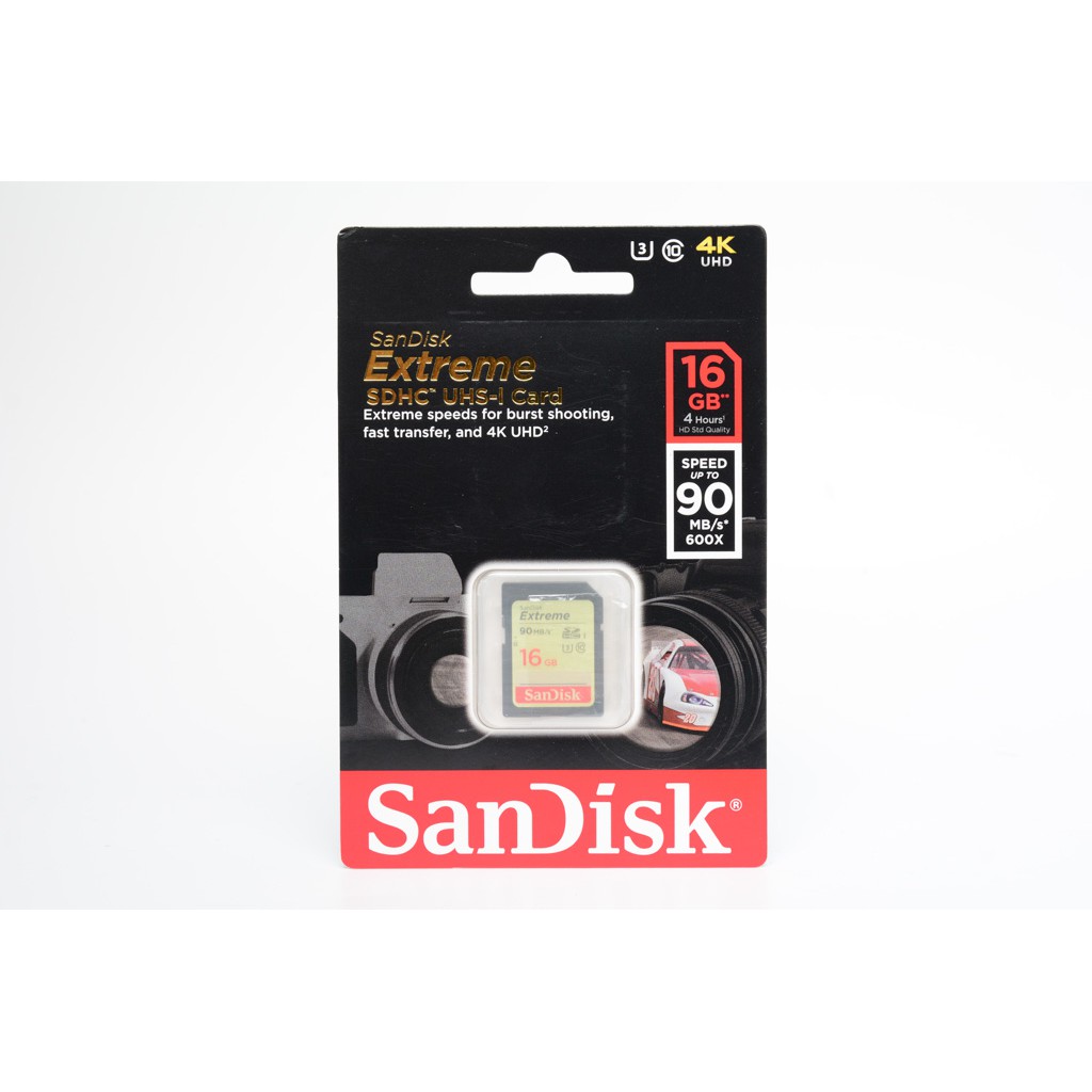 Thẻ nhớ SDHC SanDisk Extreme 16GB Class 10 U3 90MB/s 600x [Hàng chính hãng - BH 5 năm]