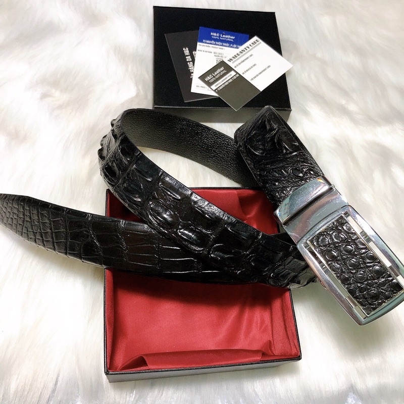 Thắt lưng nam da cá sấu thật 100%, rộng 4cm, dây nối