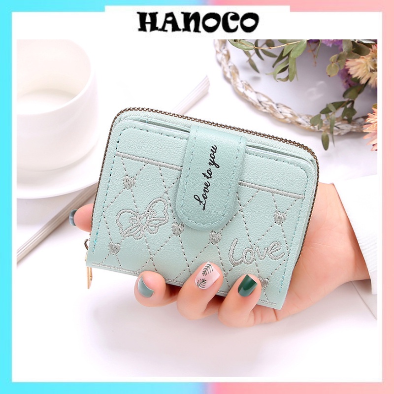Ví nữ mini khóa kéo cầm tay nhiều ngăn Phong Cách Hàn Quốc học sinh HANOCO