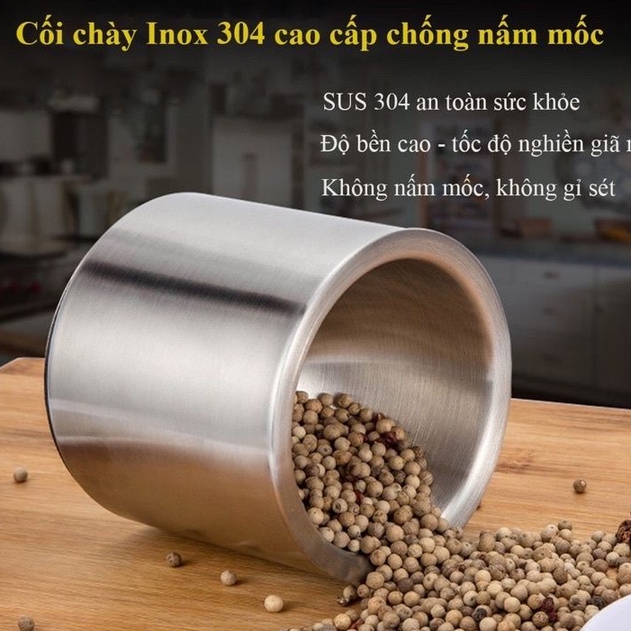 Bộ cối chày inox 304 cao cấp chống nấm mốc độc hại