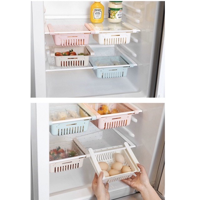 Khay rổ nhựa co giãn để ngăn tủ lạnh