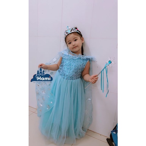 HM1124 Đầm Hóa Trang Công Chúa Elsa Phim Frozen Chất Liệu Cao Cấp 561 Kèm Tà Dài Cho bé từ 15kg đến 35kg