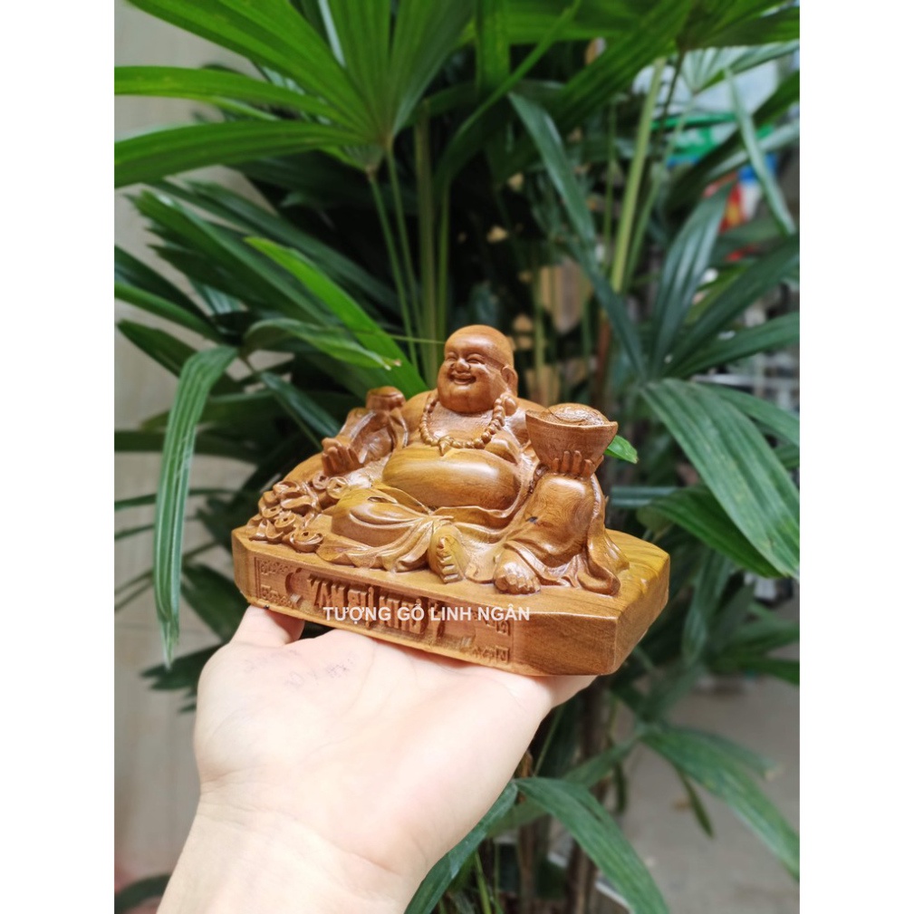 Tượng Di lặc gỗ bách xanh (ngang 15 sâu 9 cao 9cm)