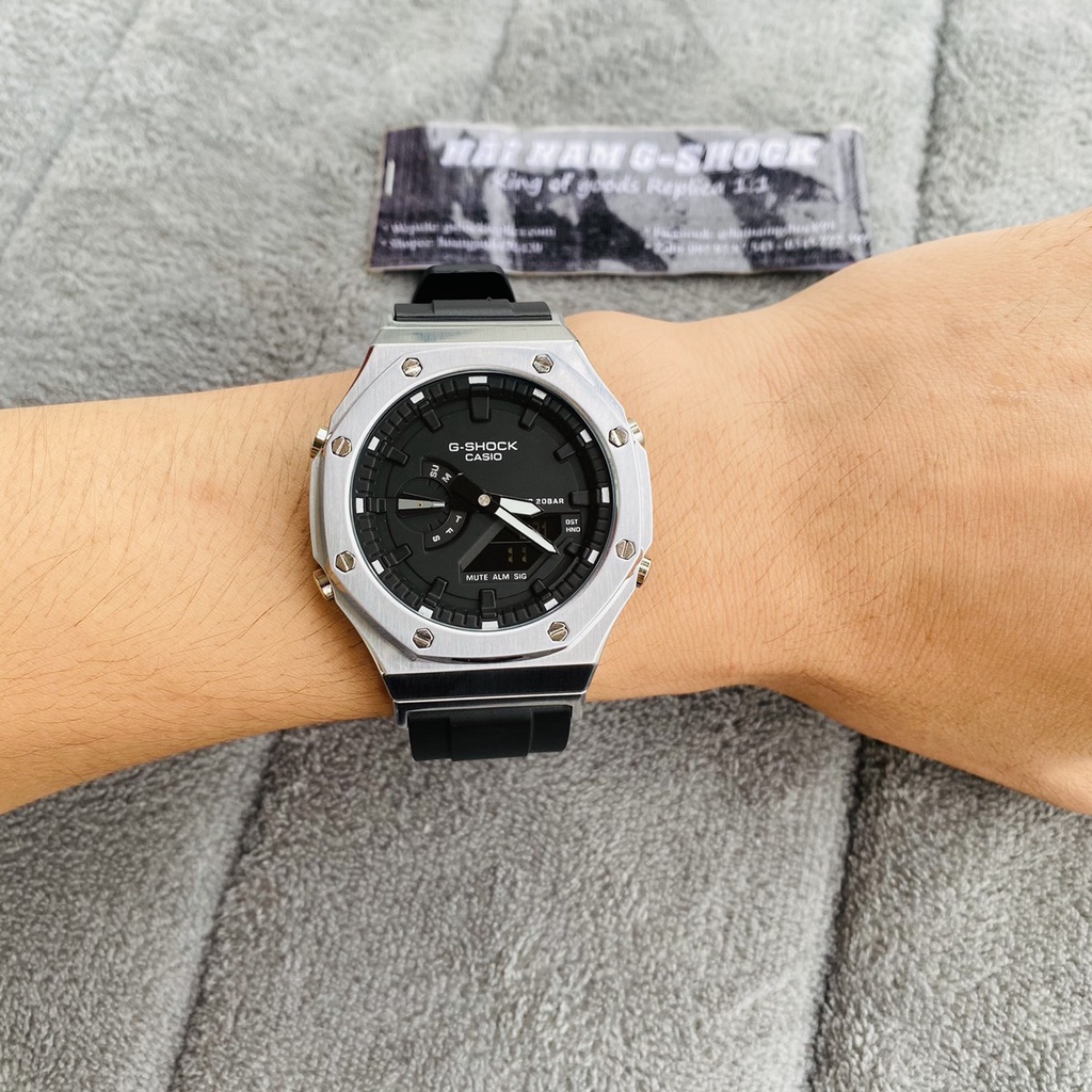 Đồng hồ nam G-SHOCK GA-2100-1A Custom Silver Black | GA-2100 Custom | Full phụ kiện | Bảo hành 2 năm