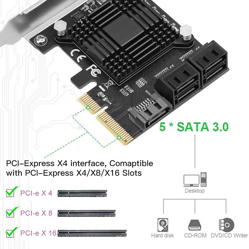 Bộ Chuyển Đổi Pcie Sang 5 Cổng Sata Iii 6 Gbps Sata | BigBuy360 - bigbuy360.vn