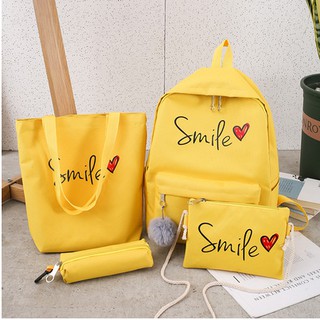 Balo Smile 4 món siêu xinh (màu đen,vàng,xám,hồng)
